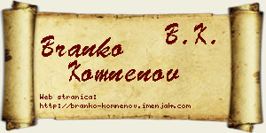 Branko Komnenov vizit kartica